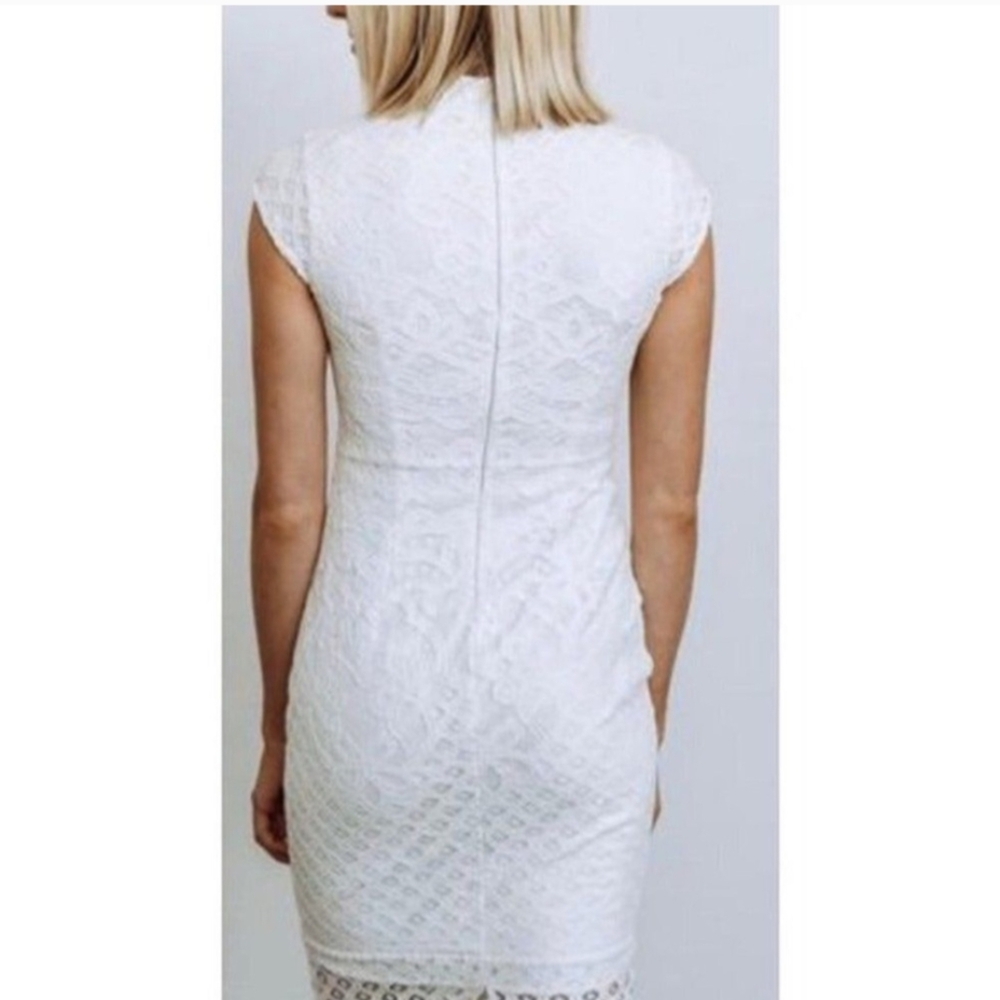 Baltic Born Short Sleeve All Lace Aria Column Midi Dress, Size Large, White - Picture 4 of 12